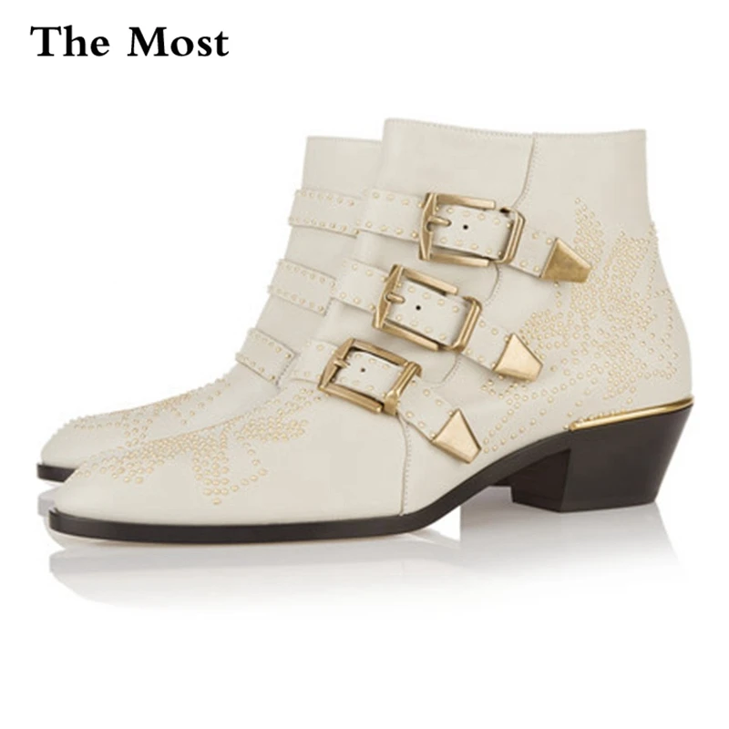 ARQA/зимние женские ботильоны из натуральной кожи с пряжкой; мотоботы с острым носком на каблуке «рюмочка»; женская обувь; zapatos mujer