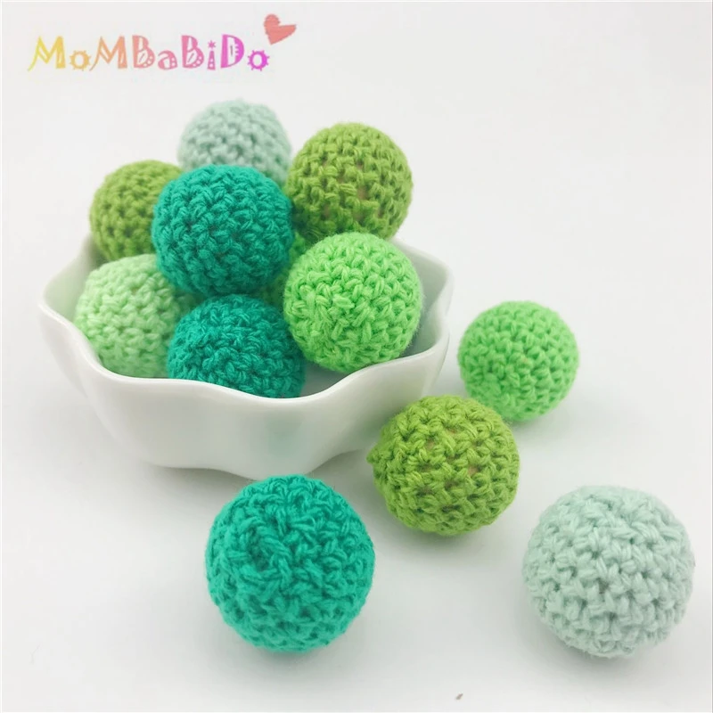 

16-20mm Baby Teething Green Series Teether Accessories Crochet Beads 10pc Can Chew DIY Nursing Bracelet Crochet Beads