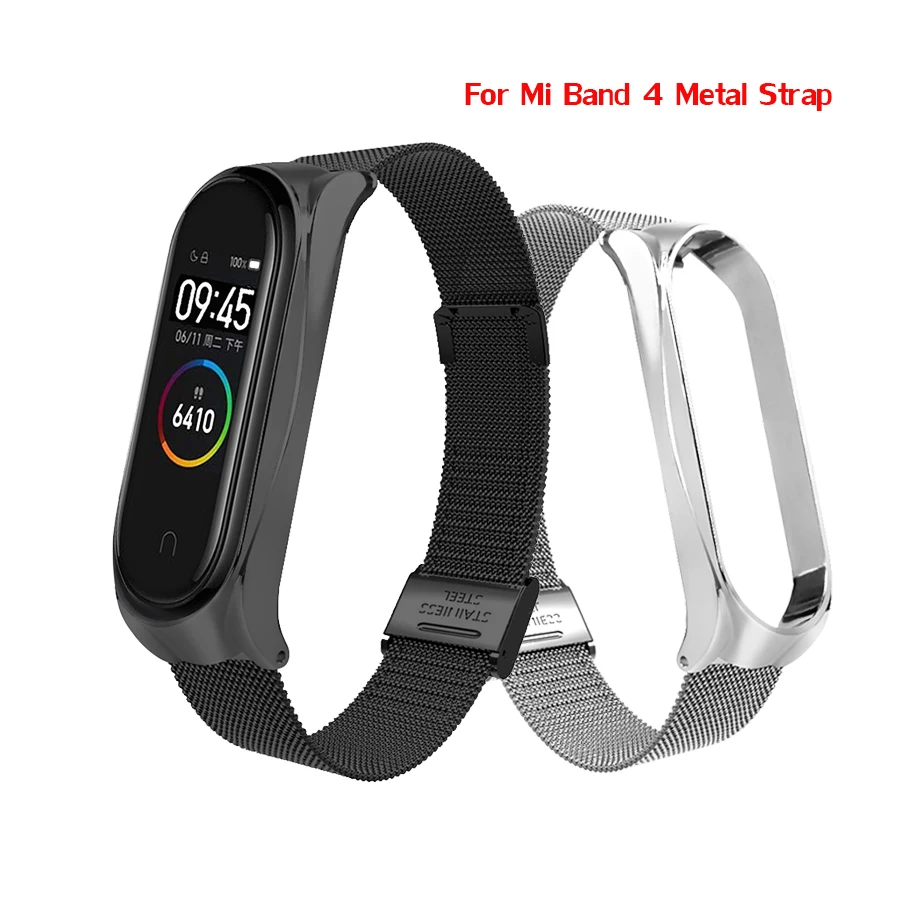 Металлический Безвинтовой браслет из нержавеющей стали для Xiaomi Mi Band 4 ремешок
