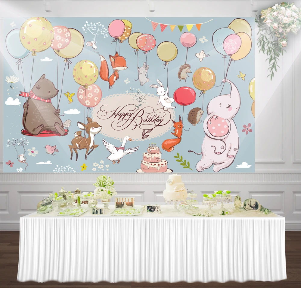 HUAYI cartoon animals balloons Baby Shower Birthday Party Banner Studio Photo Props Photography backdrop background mz-1082 | Электроника