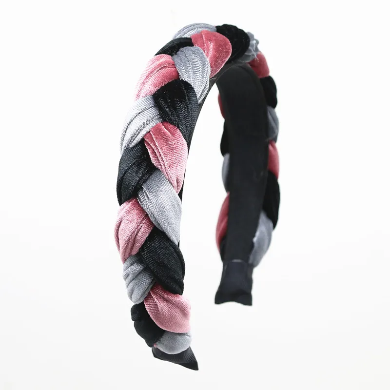 Широкий Плетеный бархатный 3 см Широкий Простой дизайн повязки для волос женские аксессуары для волос зимние повязки для волос