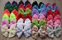 50ピース4.5-5 "シックなみすぼらしいシフォンロゼット弓女の子のためのヘアアクセサリー、ヘア弓、シフォン弓用キッズヘッドバンド
