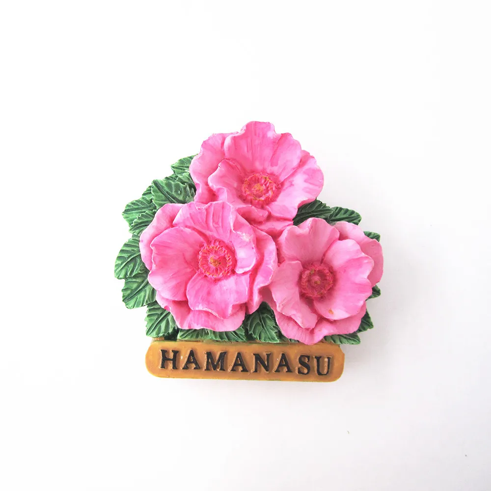 

fridge magnet souvenir Japan Countries Hamanasu Flower Rose Handpainted Resin 3D refrigerator Magnets Sticker Craft Gift Decor