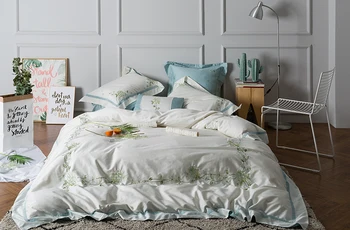 

Embroidery duvet cover set Egyptian cotton white duvet cover solid color bed sheets pillow case,queen king size bedding set adul
