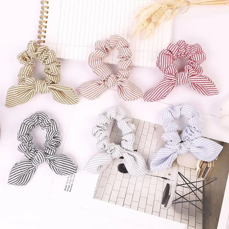 

1PC Women Summer Stripe Hairbands Scrunchie Hair Rope Tie Hair Ribbons Ponytail Maker Braider Headbands Accessories