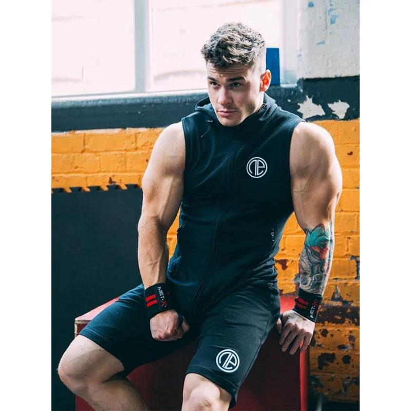 2019 New Summer Men Set 2PC Sporting Suit Sleeveless Zip Tank top+Shorts Two Piece Set high quality Gym sportwear Tracksuit Men 2019 New Summer Men Set 2PC Sporting Suit Sleeveless Zip Tank top+Shorts Two Piece Set high quality Gym sportwear Tracksuit Men