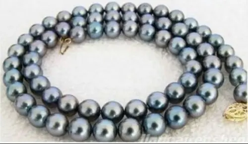 

Free Shipping >>>>>PERFECT 18"8-9MM NATURAL TAHITIAN GENUINE PEACOCK PEARL NECKLACE AAA