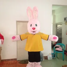 Желтое пальто красный нос маленький розовый декорированные кролики взрослый размер Пасхальный праздник маскот костюм маскота костюм кунг-фу панды SW1207