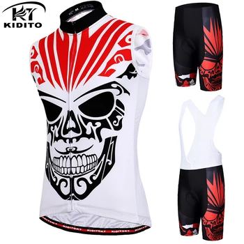 

KIDITOKT 2019 Pro 100% Polyester Sleeveless Cycling Jersey Set Summer MTB Bike Clothing Racing Bicycle Vests Clothes For Man