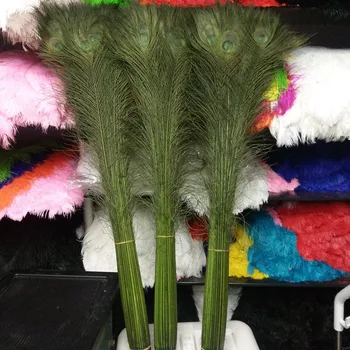 

Wholesale New! 200pcs beautiful 32-34inches / 80-90cm Army green peacock feather For Party Wedding Decorations