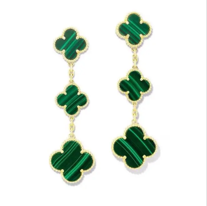 

Hot New Arrival Shiny Four Leaf Clover Flower 925 Sterling Silver Ladies`Dangle Earring Jewelry Birthday Gift Wholesale Women
