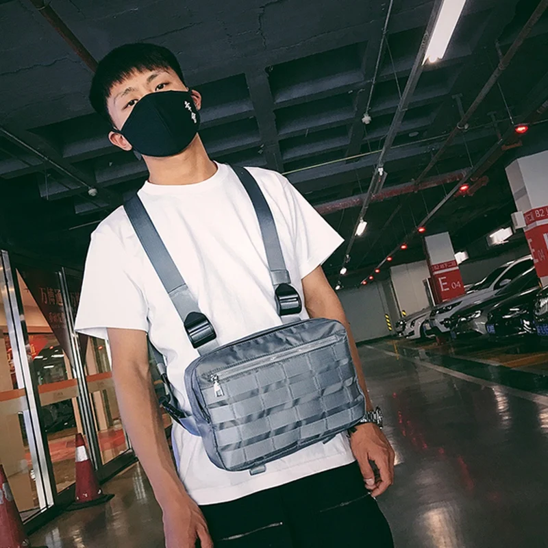 Нагрудные сумки с регулируемым карманом в стиле хип-хоп Уличная функциональная нагрудная сумка через плечо