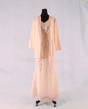 

Don's Bridal A-line Vestido De Madrinha Chiffon Plus Size Mother of the Bride Dresses with jacket Ruffle Beaded Wedding Grooms