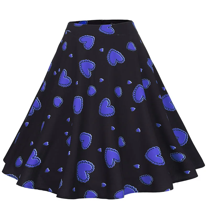 Ruiyige летние юбки с цветочным принтом женская сексуальная винтажная миди юбка с высокой талией бальное платье женская элегантная юбка-пачка Faldas Saia - Цвет: Blue