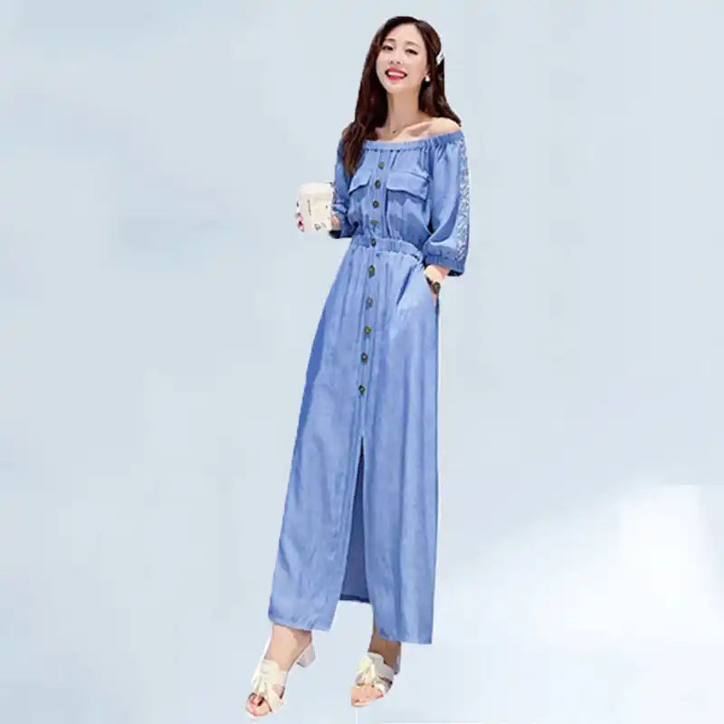 maxi denim shirt