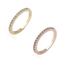 Simple Fashion Luxury Sparkling Single Row Zircon Rhinestone Micro Inlaid Ring For Women Jewelry Wedding Rings