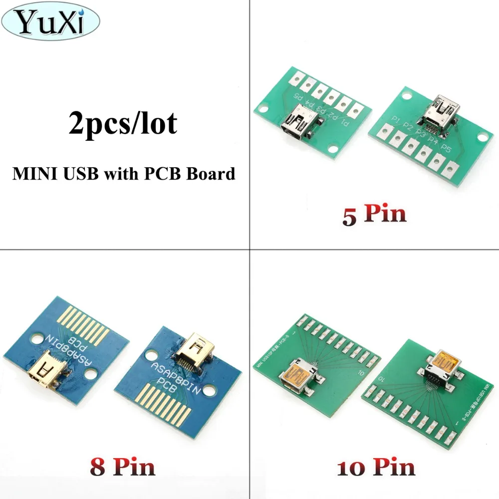 

YuXi 2pcs/lot Mini USB Female Jack to DIP 5P 8P 10P Adapter Connector Welded PCB Converter Pinboard for Phone PC 5Pin 8Pin 10Pin