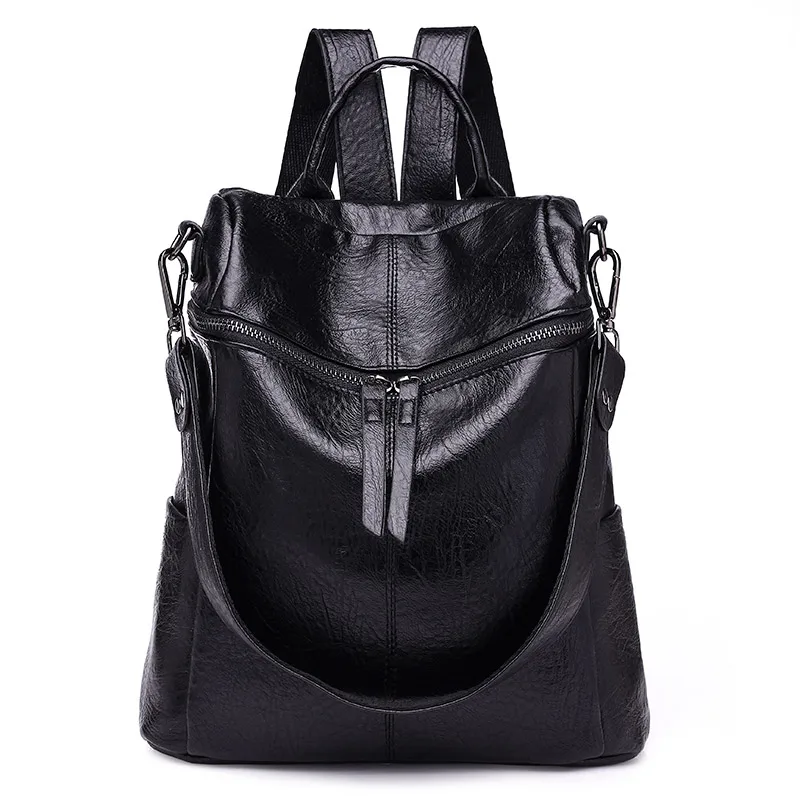 Vintage Women Backpack PU Leather School Fashion Backpacks Female Mochila Feminine  Casual Large Capacity Shoulder Bags 236