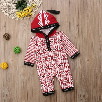

Newborn Baby Boys Girls Christmas Romper Jumpsuit Outfit Playsuit Long Sleeve Hooded Clothes