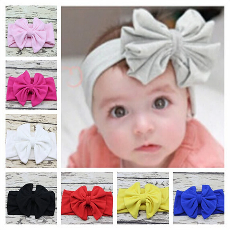 10Pcs/Lot New Baby Girl Cotton Headwrap Floppy Big Bow Turban Headband