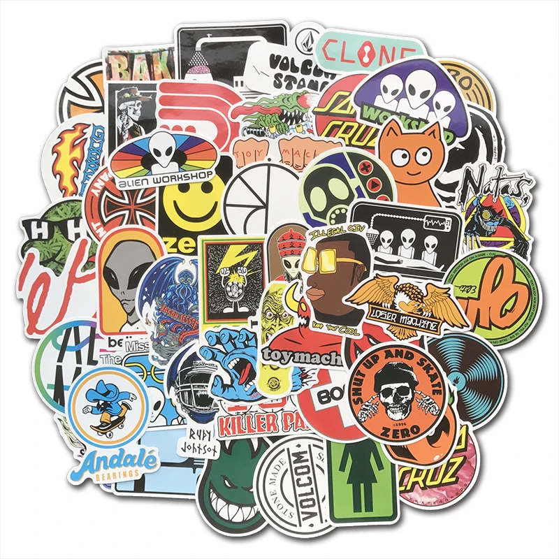 Skateboard Cars Bicycle Laptop Stickers Pack 50 PCS Summer Beach Style Cute Stickers Waterproof and Sun Protection for Laptop Luggage Water Bottle Macbook Cat