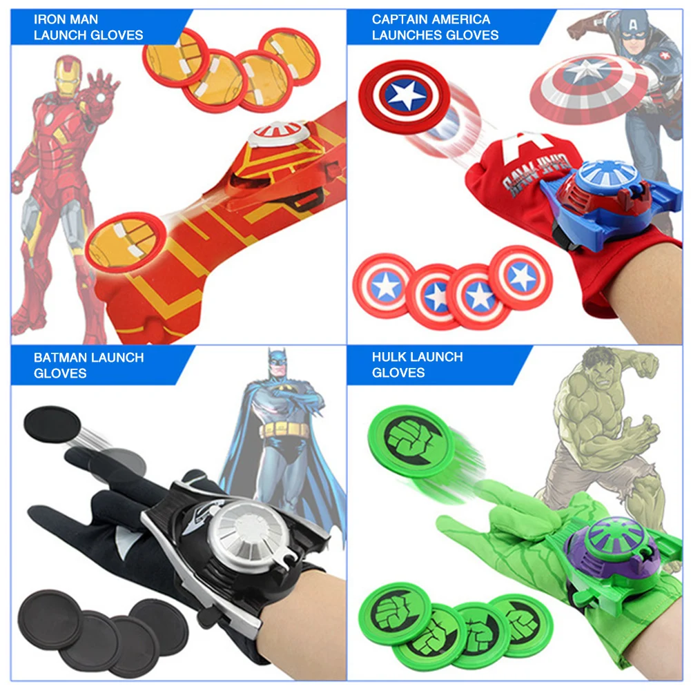 

Marvel Avengers Super Heroes Laucher Gloves Spiderman Batman Ironman Anime Cosplay Glove Gants Props toys for children Gifts