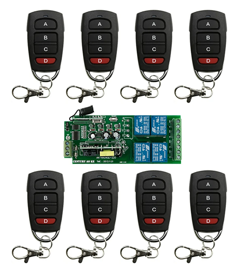

AC85v~250V 110V 220V 230V 4CH RF Wireless Remote Control Relay Switch Security System Garage Doors, Rolling Gate Electric Doors