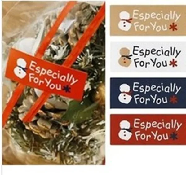 160pcs 4-color Christmas Snowman "Especially for You" Gift Label Sticker For Party Favor Bakery Cookie Bag Candy Box Decor