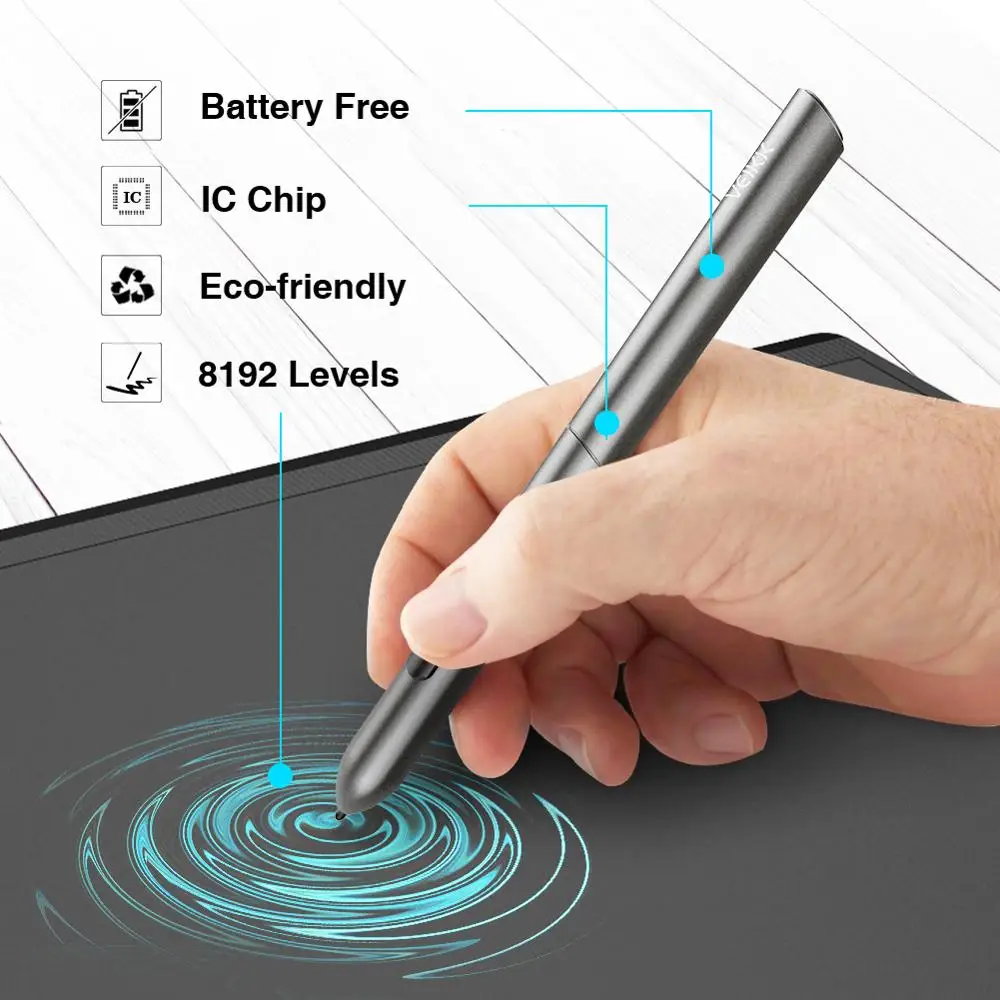  Tableta de dibujo gráfico veekk A30 para Illustrator 10x6 pulgadas gran área activa almohadilla de 