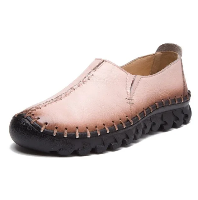 TIMETANG/Новинка; модная женская обувь; женская обувь из натуральной кожи на плоской подошве; кожаные лоферы ручной работы; женская повседневная обувь; женская обувь на плоской подошве; C244 - Цвет: Розовый