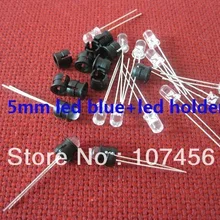 5 мм круглый светодиодный 100 шт 5 мм светодиодный синий+ светодиодный держатель ультра яркая Голубая светодиодная лампа 8000MCD 5 мм светоизлучающий диод