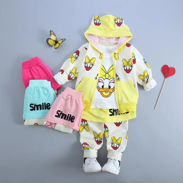 Donald Duck Baby children's clothing boys and girls Set sport Suit 3Pcs