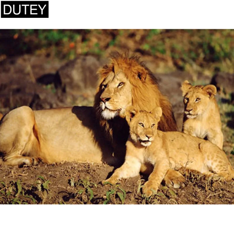 5d diy diamond embroidery full drill painting cross stitch animal diamond mosaic pattern home decoration gift lion (5) 