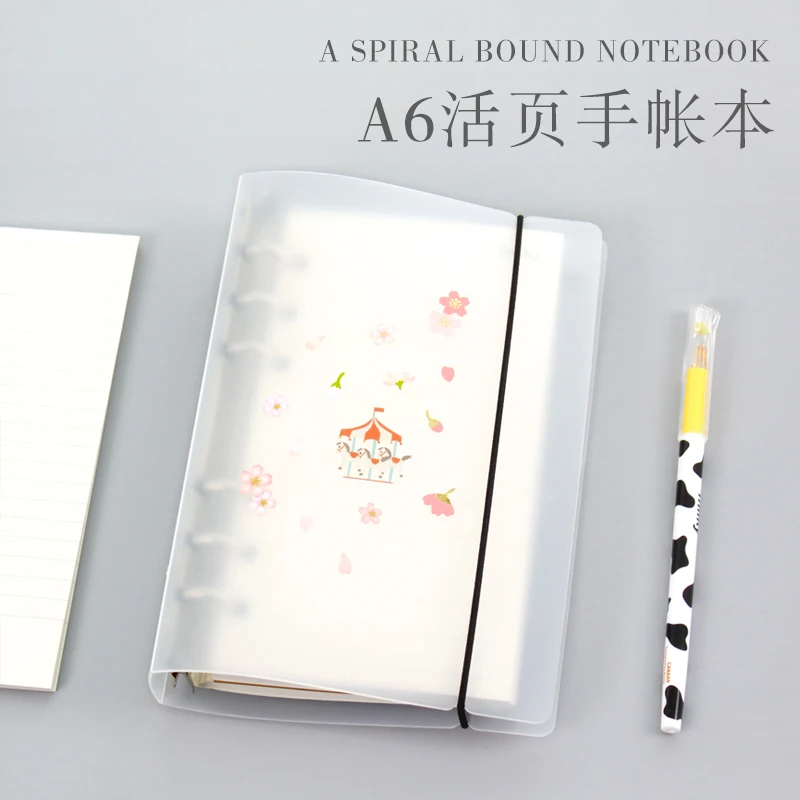 

YMLP Matte Translucent A6 Notebook PP Straps Loose - leaf Planner Notebook 1PCS