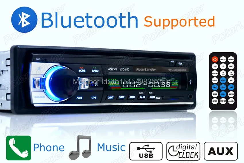 Новая Автомобильная радиостанция bluetooth стерео 1 Din в тире 520 12 В mp3 плеер car audio Bluetooth радио SD карты USB Порты и разъёмы AUX в телефон