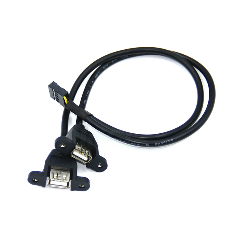 

High Speed 30cm/1FT 2 Dual Port USB A Female to Internal 9 Pin Header Adapter PCB Motherboard Cable for PC MainBoard