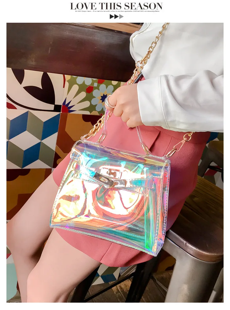 Сумки через плечо для женщин лазерные прозрачные сумки модные женские сумки в Корейском стиле сумка через плечо ПВХ водонепроницаемая пляжная сумка