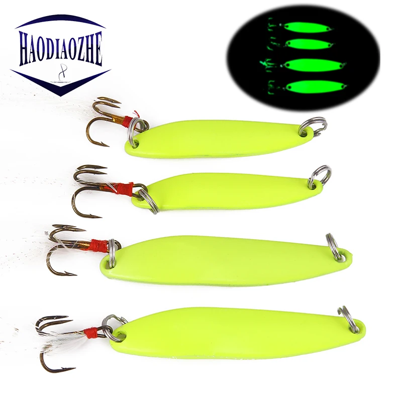 Metal Spinner Spoon Fishing Lure Hard Bait Sequins Noise Paillette with Feather Treble Hook Luminous Fishing Tackle5g 7g 10g 13g