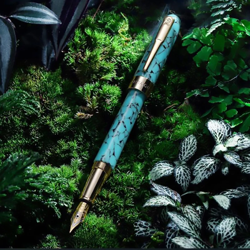 

Montagut Celluloid Mini Fountain Pen Green-Seaweed Pocket Size Golden Clip Iridium Fine Nib 0.5mm Fashion Writing Gift Pen