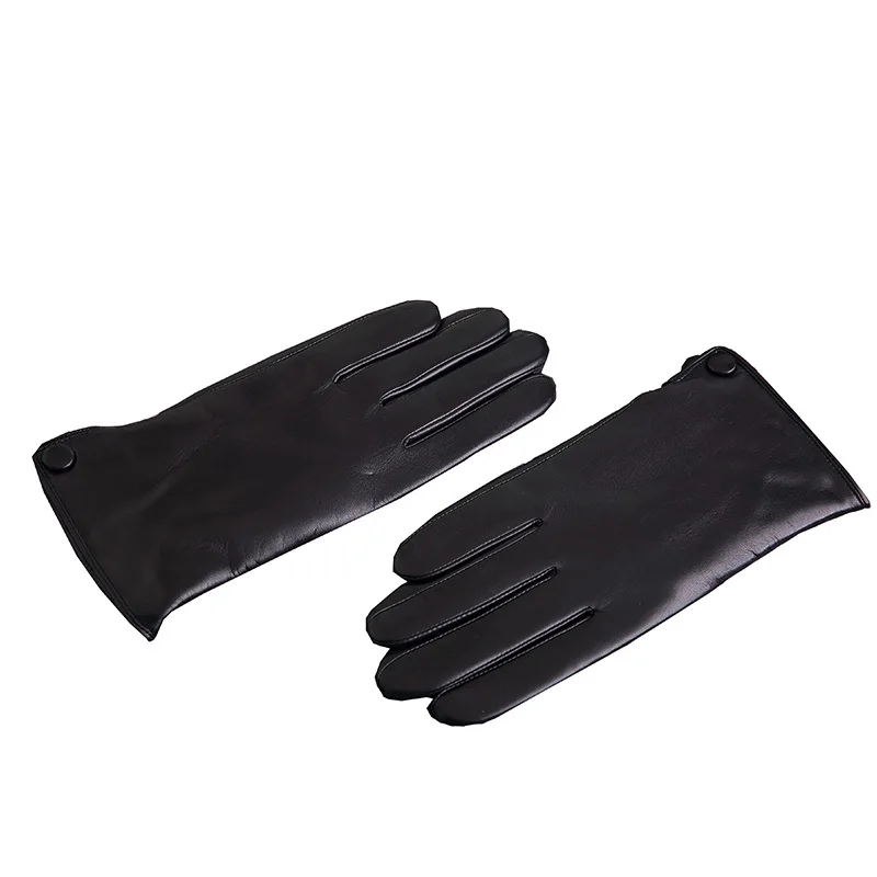 2015 Limited Time Offer Men's Best Quality Autumn&Winter Touch Screen Black Genuine Leather Goat Skin Gloves