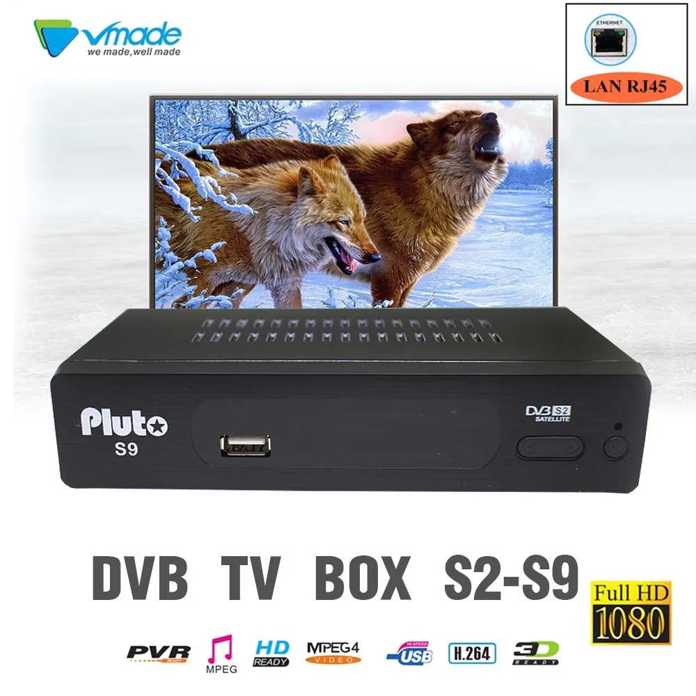online VMADE S2 Pluto S9 HD receptor de Satélite Digital DVB caixa de TV com LAN RJ45 Suporte CCCAM, NEWCAM, YOUTUBE, BISSKEY, PVR SET TOP BOX TV