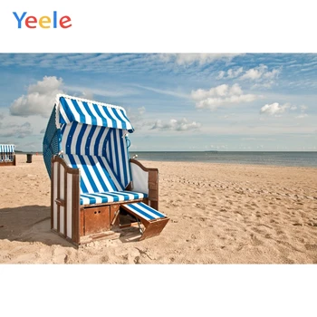 

Yeele Blue Sky White Clouds Beach Box Sofa Summer Photography Backgrounds Customized Photographic Backdrops for Photo Studio