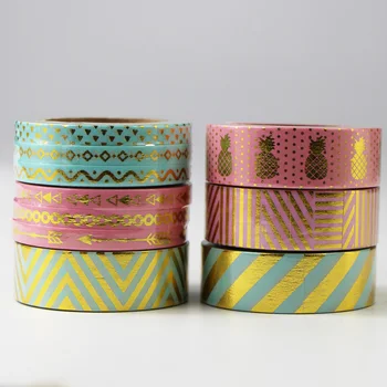 

1 Roll Hot Stamping Washi Tape Gold Paper Masking Tapes Decorative Adhesive Tape DIY Scrapbook Sticker Kid Gifts,10m*15mm
