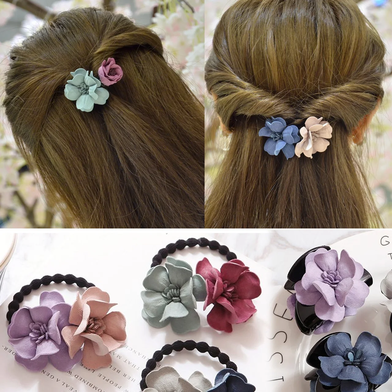 

Hair accessory hair accessory color block flower hairpin clip hair rope headband holsteins hair rubber band