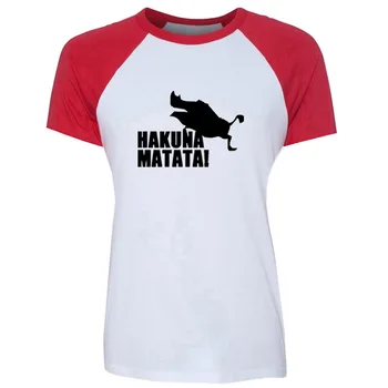 

Women's HAKUNA MATATA Pumbaa Print Raglan Short Sleeve Funny T Shirts Cotton Loose Tshirt for Lady Girl Fashion Summer Tee Shirt