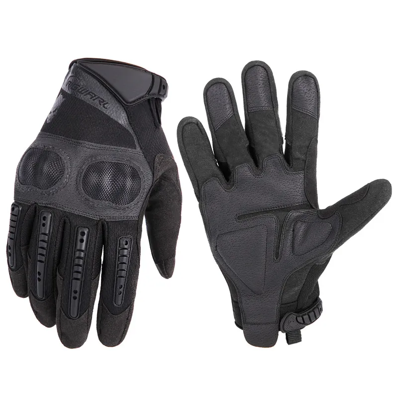 RIGWARL Black Carbon Fiber Motorcycle Gloves Breathable Motocross Dirt