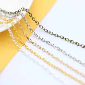 

10 Meter 2x3mm Necklace chain connector Gold silver plated Bronze Cable Open Link Metal Curb Cross Chain jewlery Making Findings