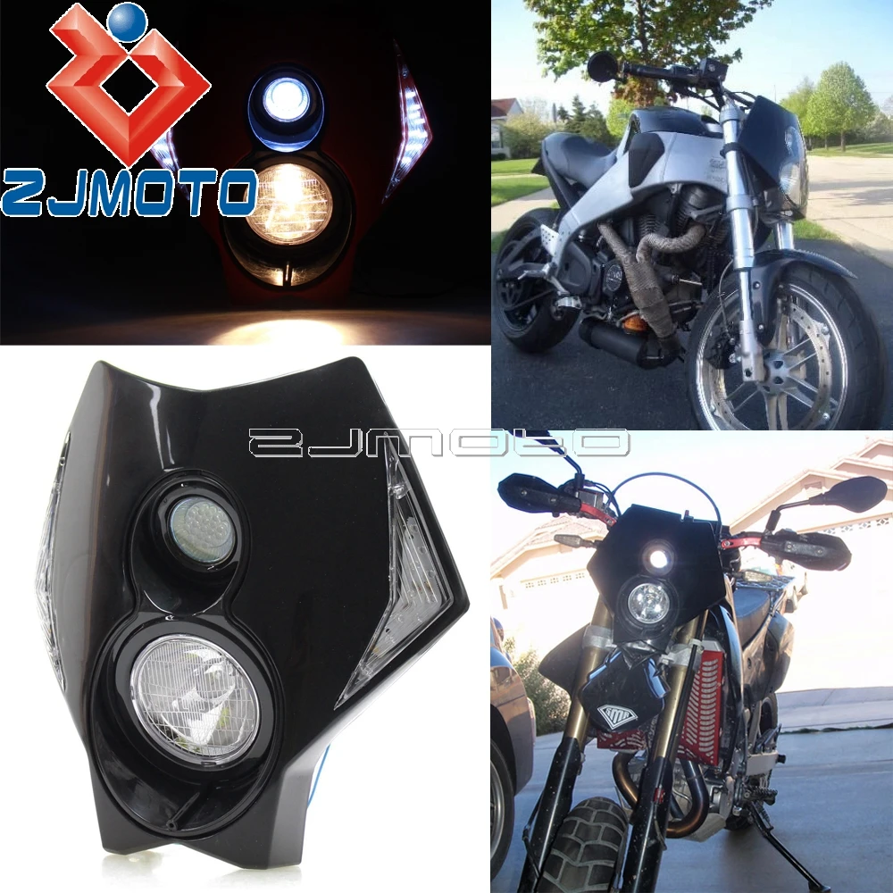 

Universal Black Supermoto Headlamp Fairing Front Headlight Mask For Honda Yamaha Suzuki CR TC TE WR TW TTR 125 250 310 450 BS3