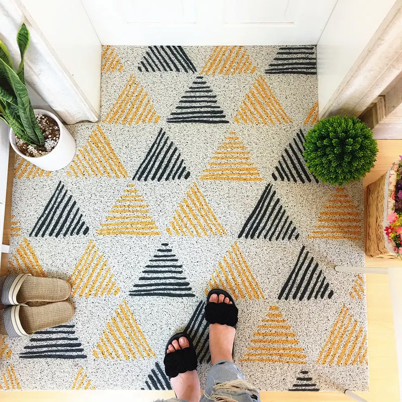 

PVC Modern Silk Loop Dust-proof Printed Rug Doormat Geometric Design Outdoor Door Mats Shoes Scraper for Bathroom Area Rug