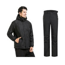 Мужская зимняя теплая 2в1 водонепроницаемая куртка+ брюки охотничьи водоотталкивающие Костюмы комплект куртка пальто альпинистский костюм для ходьбы